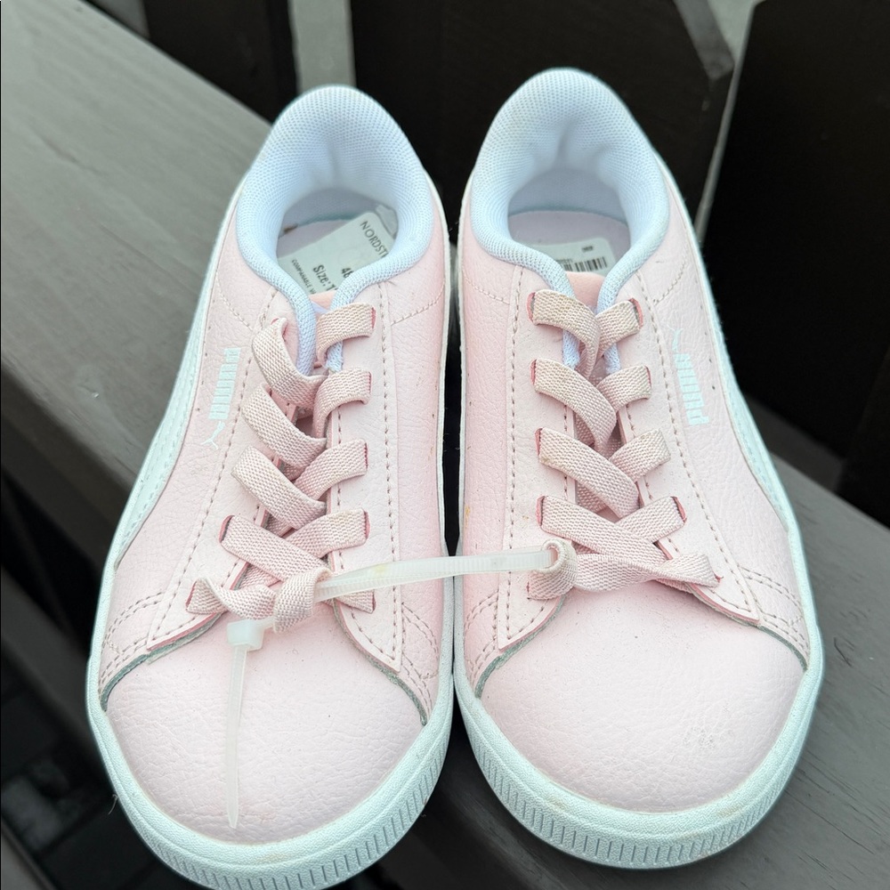Puma Girls Pink & White Sneakers – Size 12.5C – Classic Low Top